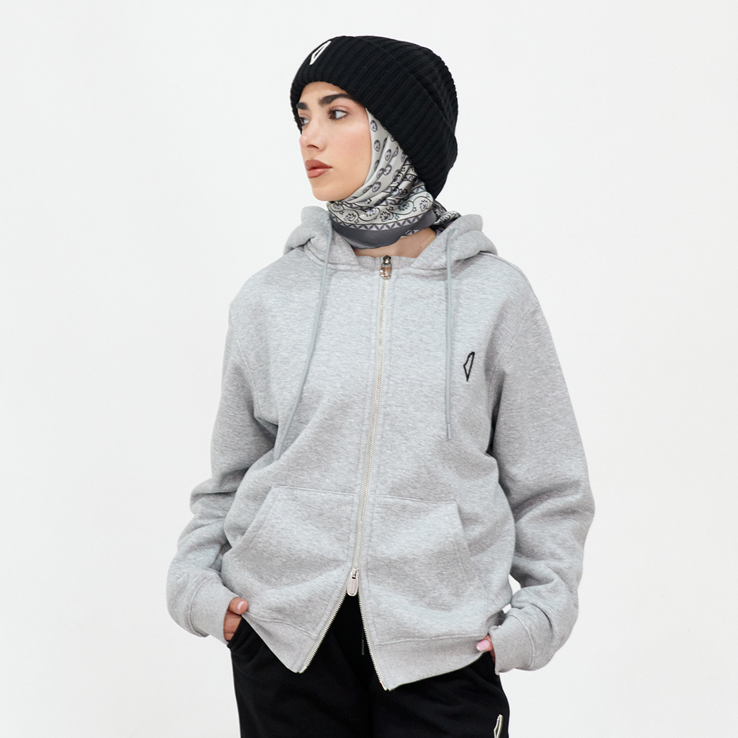 Core Zip Up Hoodie Stone