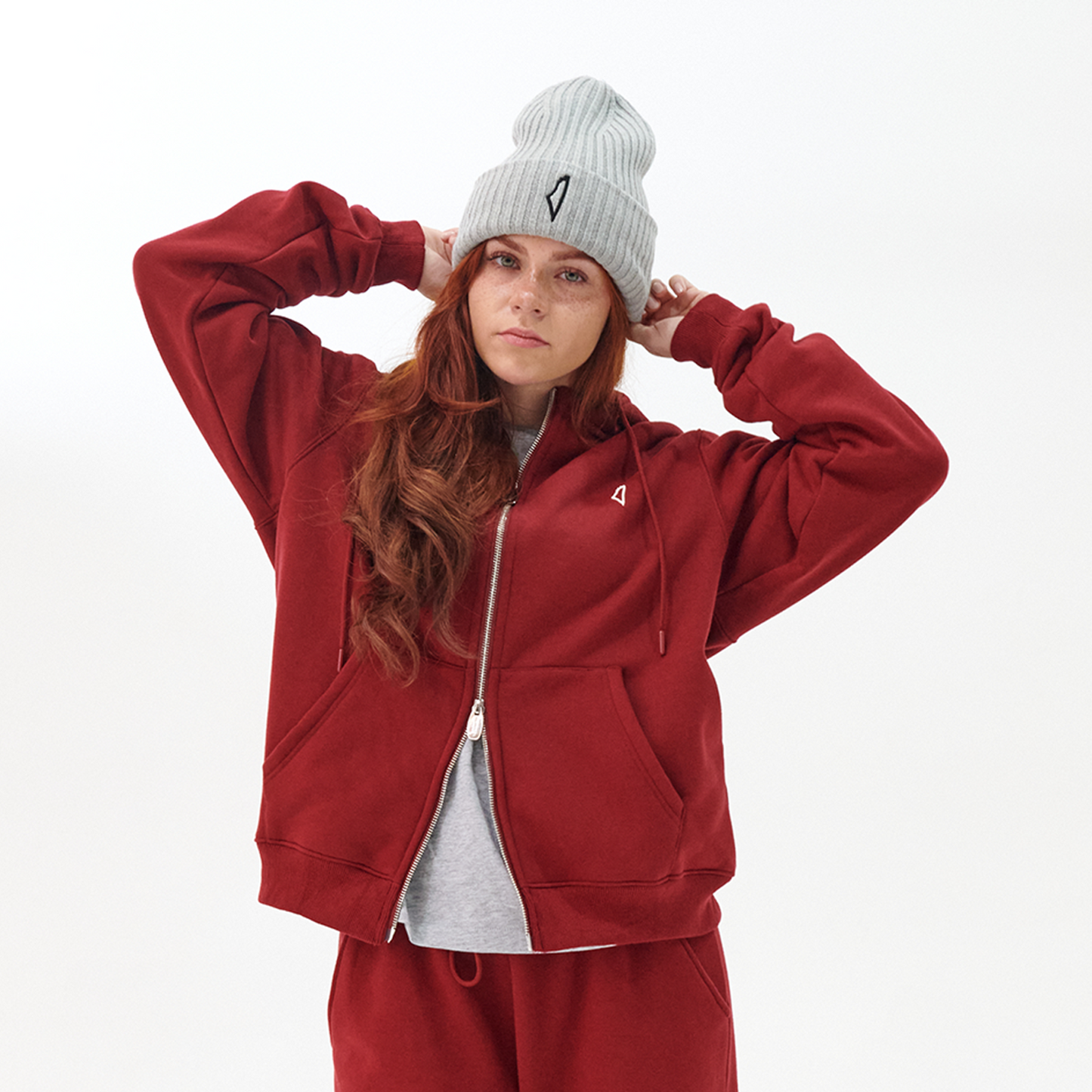 Core Zip Up Hoodie Ruby