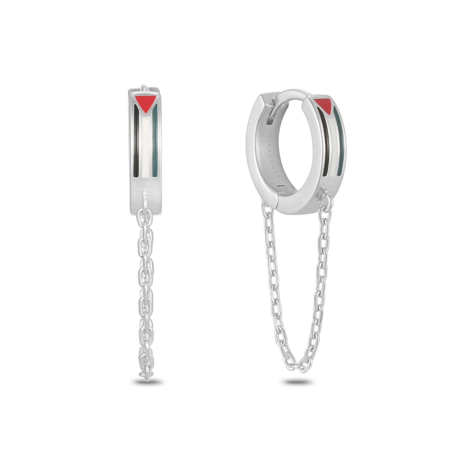 Pali Flag Mini Chain Hoops Silver